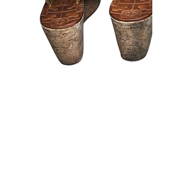 Tory Birch brown leather designer wedge sandal women' size 8.5M - Picture 5 of 5